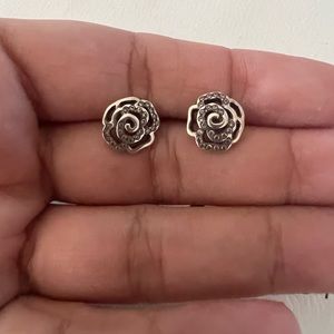 PANDORA “Rose Petals” Stud Earrings